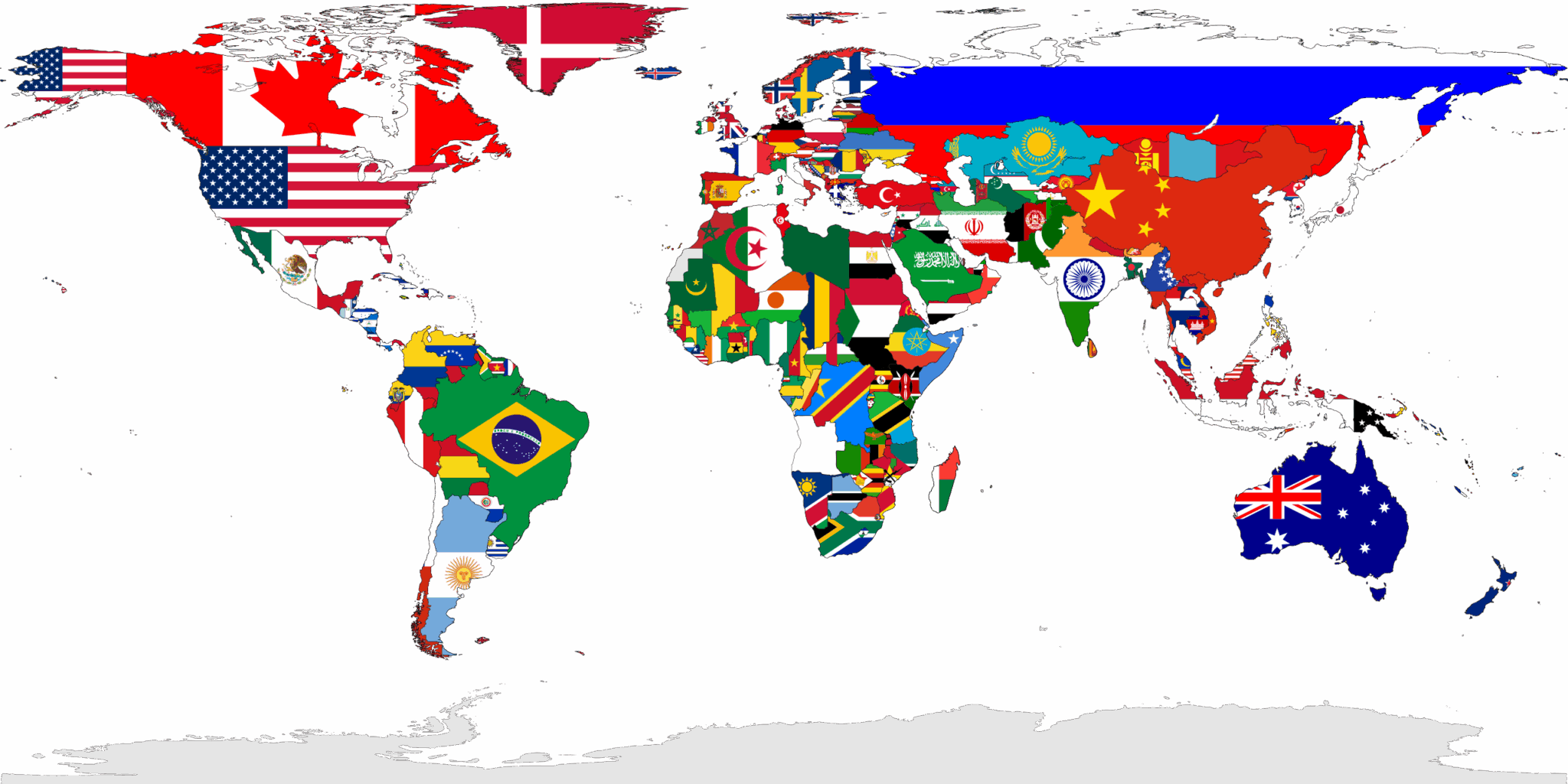Map of the world made from national flags